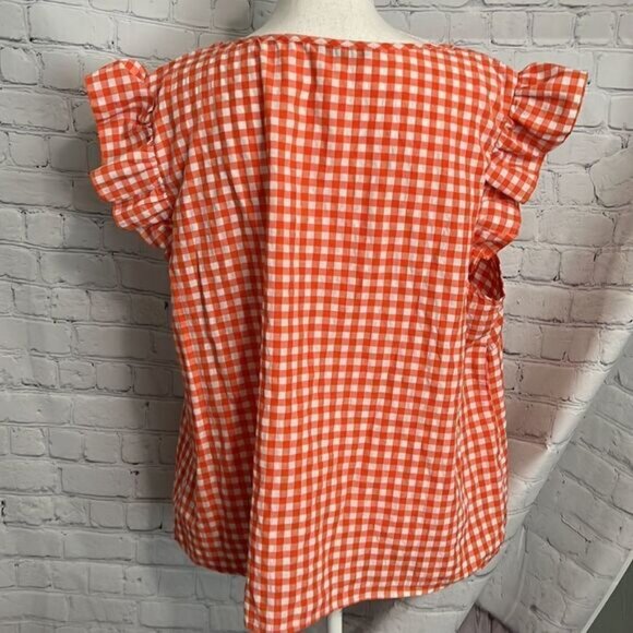 Shein Curve - Orange. Check - Blouse - 3XL - Picture 3 of 4